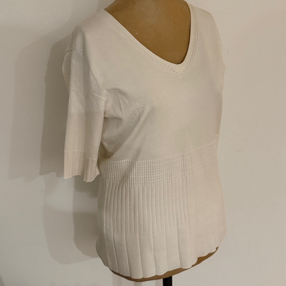 Pendleton sz S silk blend short sleeve knit lightweight sweater top Cream Knit